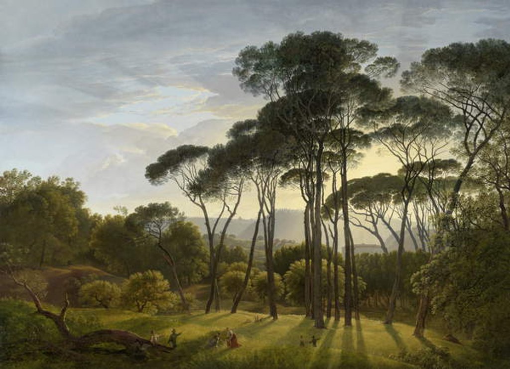 Detail of Italian Landscape with Umbrella Pines, 1807 by Hendrik Voogd