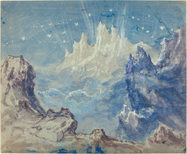 Detail of Fantastic Mountainous Landscape with a Starry Sky by Robert Caney