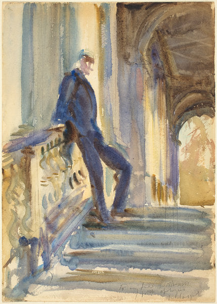 Detail of Sir Neville Wilkinson on the Steps of the Palladian Bridge at Wilton House, 1904-5 by John Singer Sargent