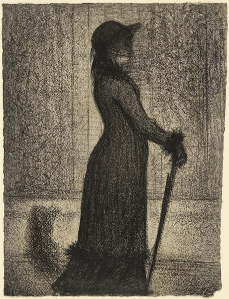 Detail of Une Elegante, Woman strolling, c.1884 by Georges Pierre Seurat