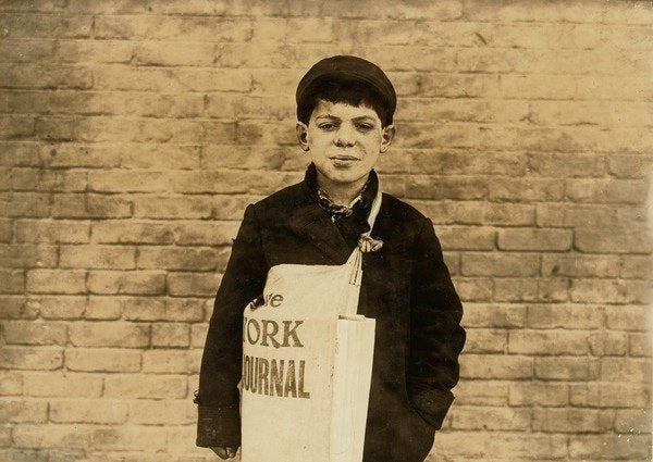 Detail of Tony Casale known as 'Bologna' aged 11, selling papers for 4 years, bitten by his father for not selling enough, Hartford, Connecticut, 1909 by Lewis Wickes Hine