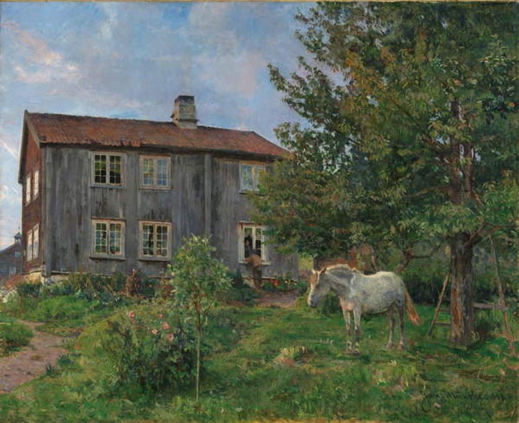 Detail of At the Farm, Ulvin, 1889 by Gerhard Peter Frantz Vilhelm Munthe