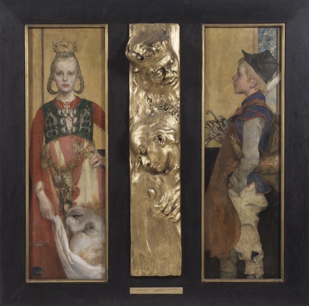 Detail of A Swedish Fairytale, diptych with relief panel and frame, 1897 by Carl Larsson