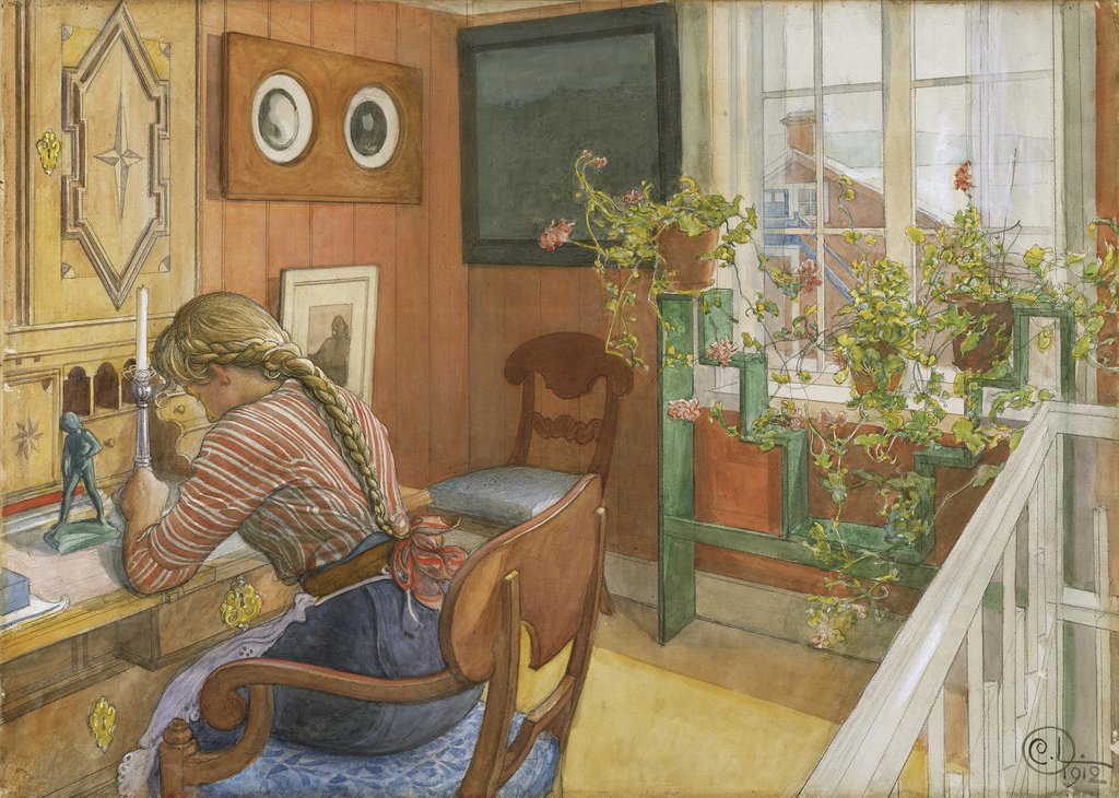 Detail of Letter-writing, 1912 by Carl Larsson