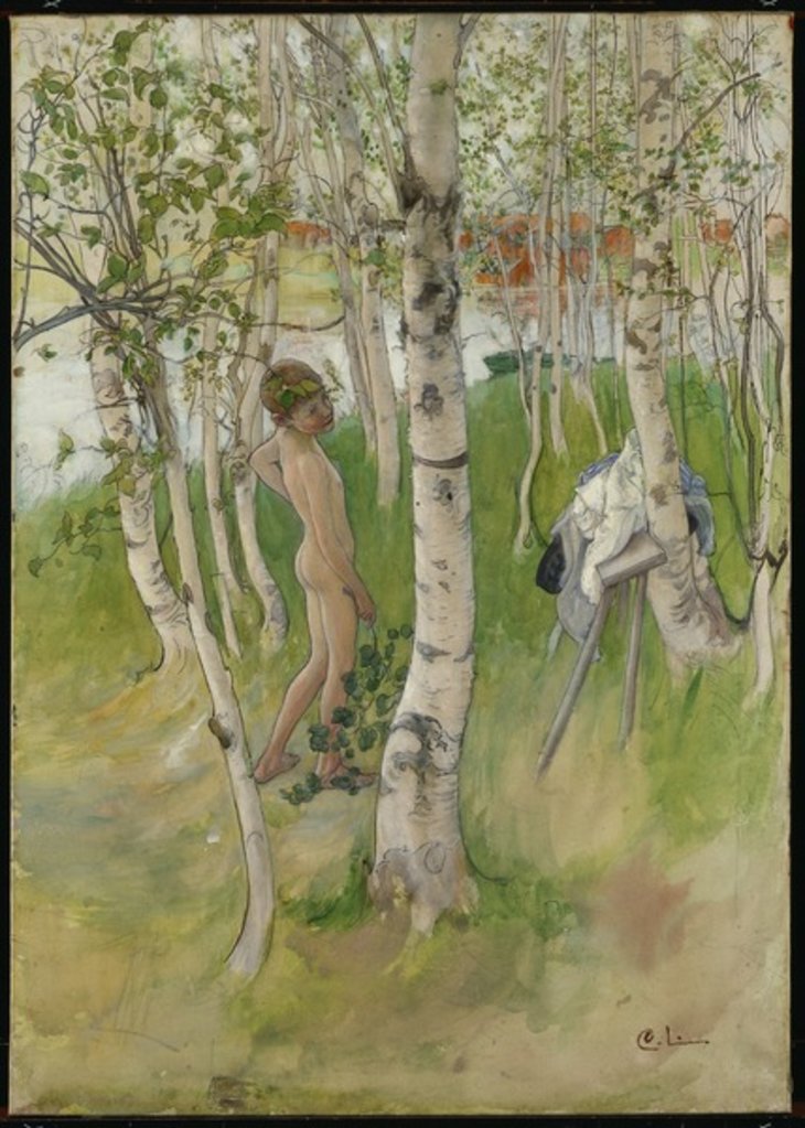 Detail of Nude Boy among Birches, 1898 by Carl Larsson