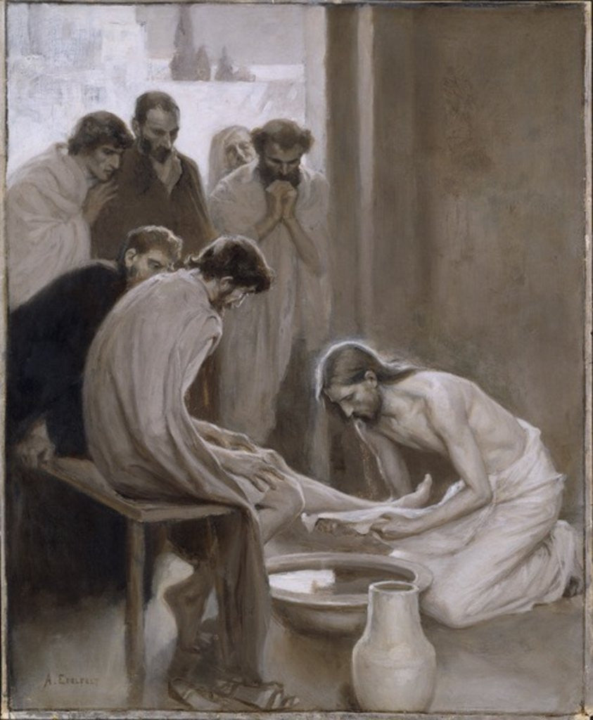 Detail of Jesus Washing the Feet of his Disciples by Albert Gustaf Aristides Edelfelt
