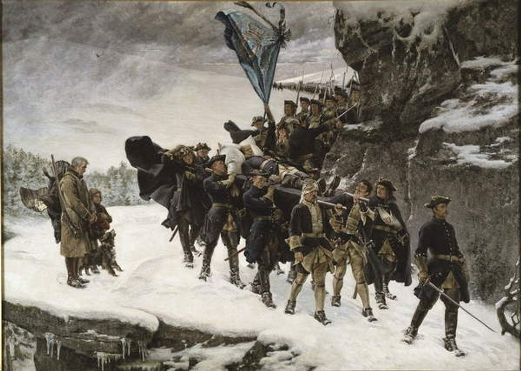 Detail of Bringing Home the Body of King Carl XII of Sweden, 1884 by Gustaf Olaf Cederstrom
