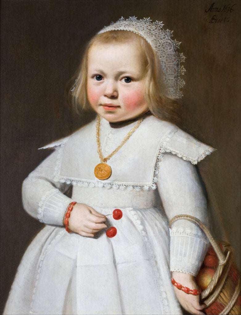 Detail of Portrait of a Two-Year Old Girl, 1636 by Johan Cornelisz van Loenen
