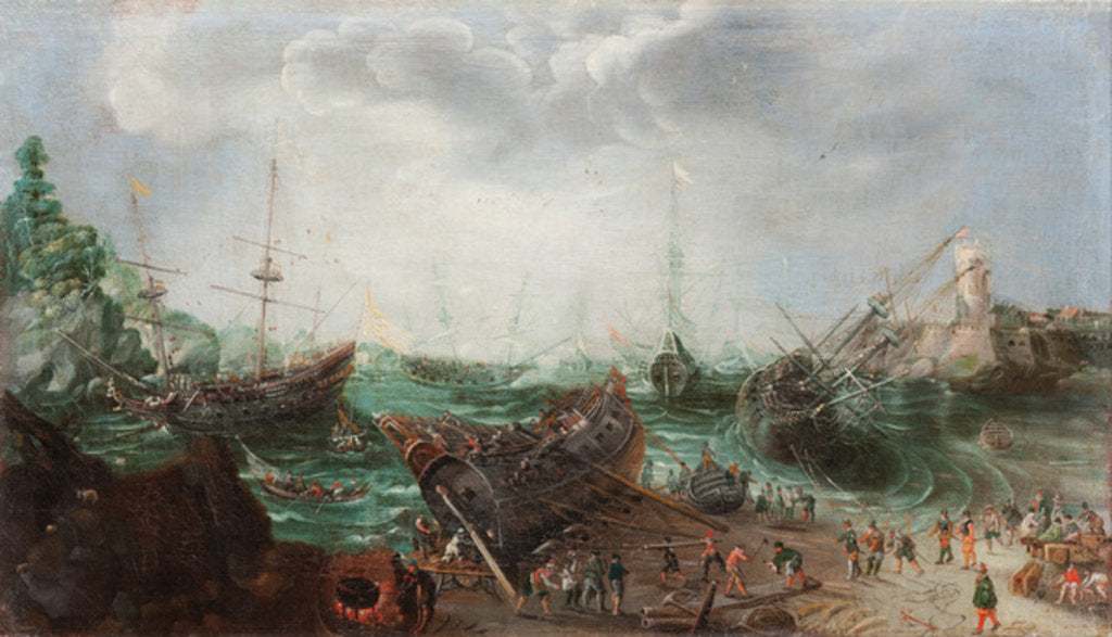 Detail of Harbour scene, c.1615 by Adam Willaerts