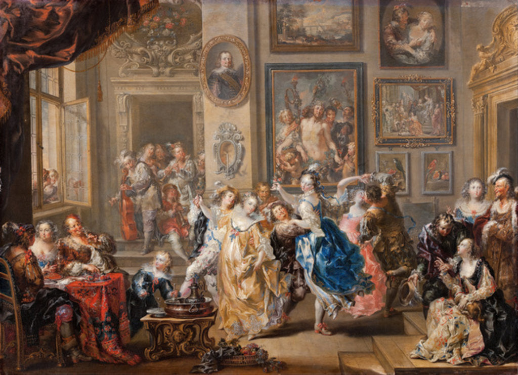 Detail of Dancing scene in palace, c.1730 by Johann Georg Platzer