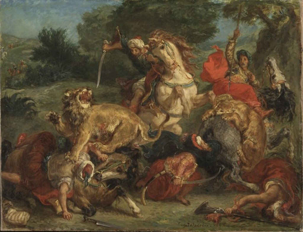 Detail of The Lion Hunt, 1855 by Ferdinand Victor Eugene Delacroix