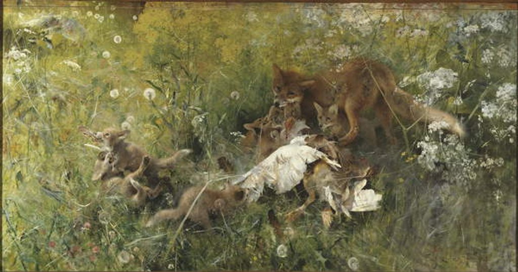 Detail of A Fox Family, 1886 by Bruno Andreas Liljefors