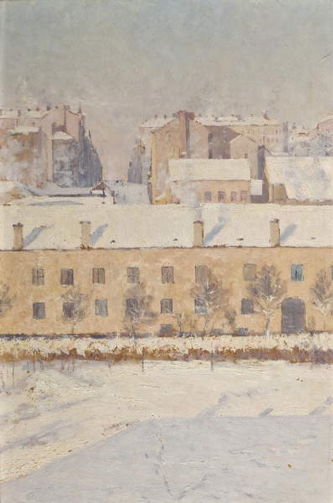 Detail of A Winter Scene. Motif from Southern Stockholm, 1886 by Knut Axel Lindman