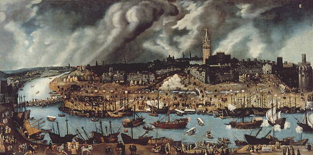 Detail of The Port of Seville, c.1590 by Alonso Sanchez Coello