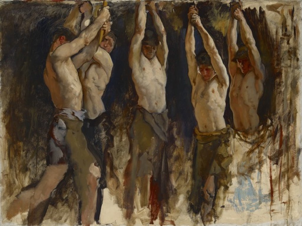 Detail of Men at an Anvil, study for The Spirit of Vulcan, c.1904-8 by Edwin Austin Abbey