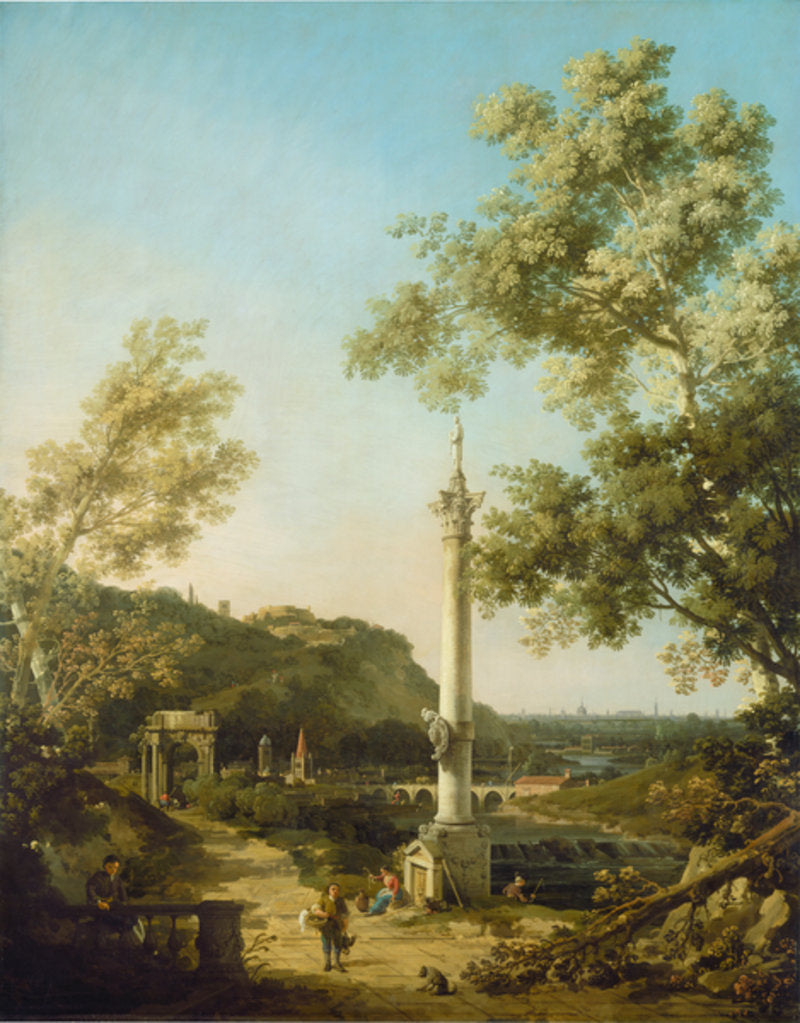 Detail of English Landscape Capriccio with a Column, c.1754 by Canaletto