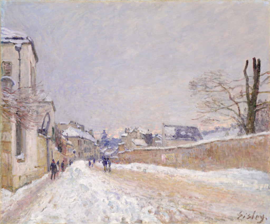 Detail of Rue Eugène Moussoir at Moret: Winter, 1891 by Alfred Sisley