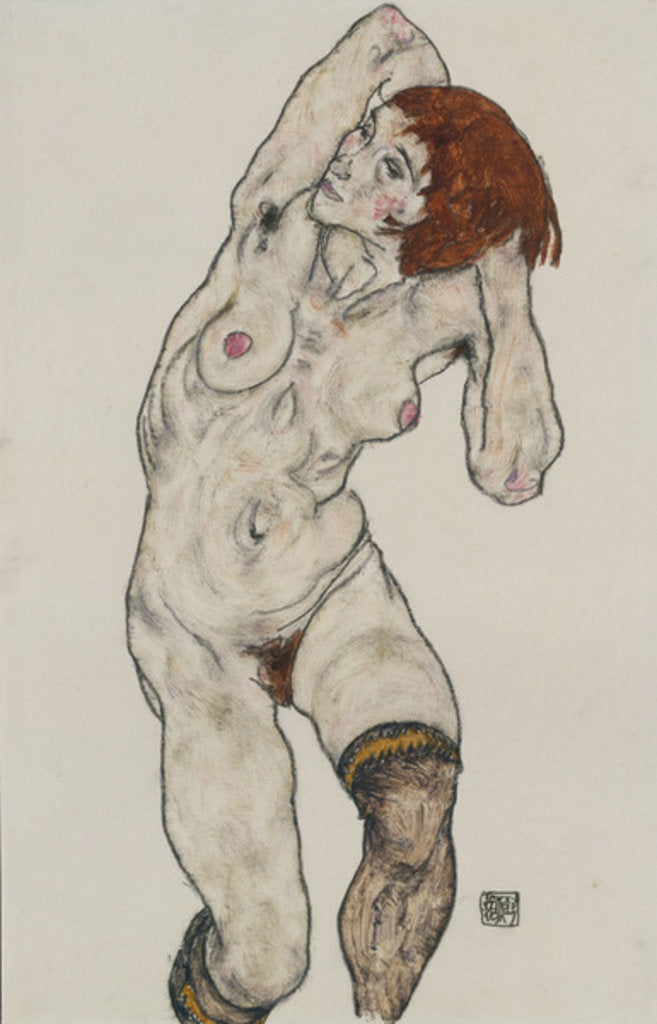 Detail of Standing Nude in Black Stockings, 1917 by Egon Schiele