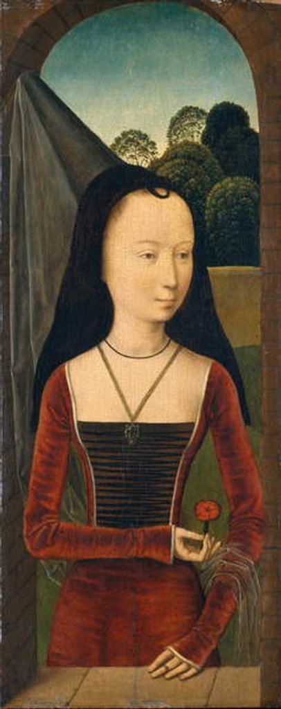 Detail of Young Woman with a Pink, c.1485-90 by Hans Memling