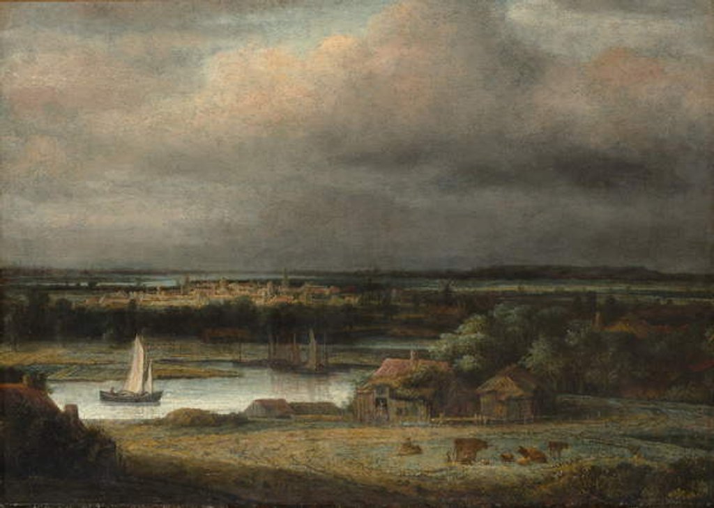 Detail of Wide River Landscape, c.1648-49 by Phillips de Koninck
