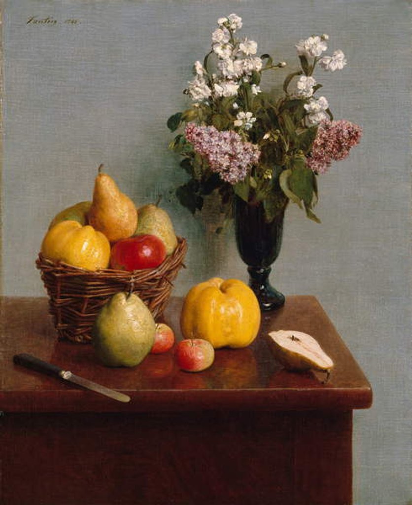 Detail of Still Life with Flowers and Fruit, 1866 by Ignace Henri Jean Fantin-Latour