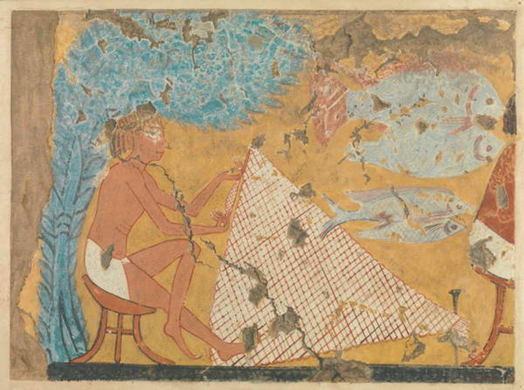 Detail of Man Making a Net, Tomb of Ipuy, c.1295–1213 BC by Norman de Garis Davies