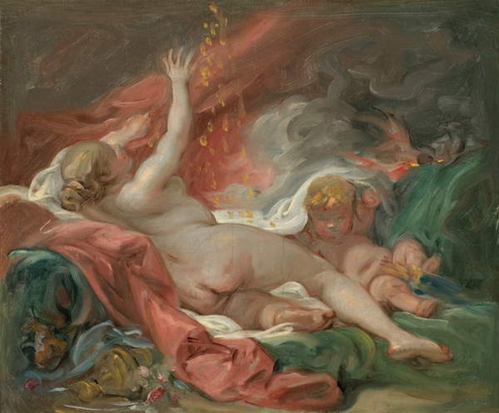 Detail of Study for Danae and the Shower of Gold, c.1760 by Francois Boucher