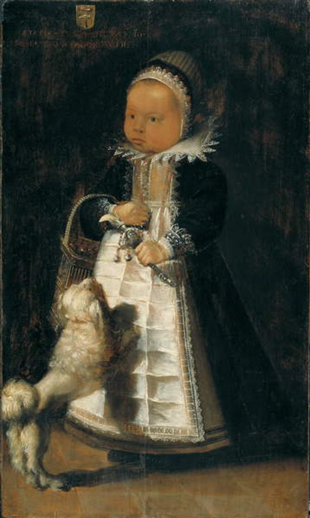 Detail of Portrait of a Girl with a Dog, c.1610 by Flemish School