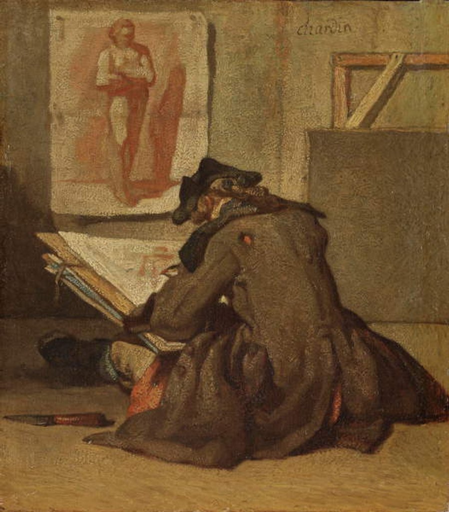 Detail of Young Student Drawing by Jean-Baptiste Simeon Chardin