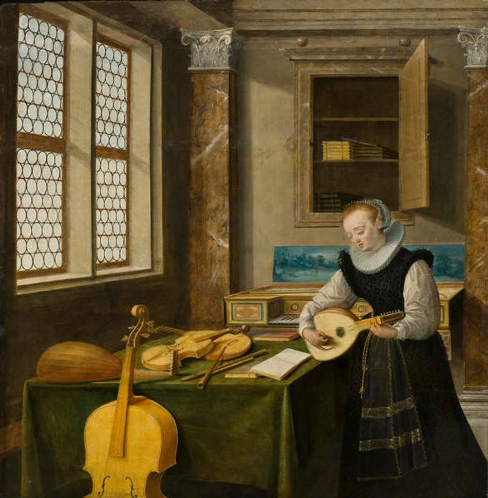 Detail of Lady Playing the Lute, c.1610 by Hendrik the Younger Steenwyck