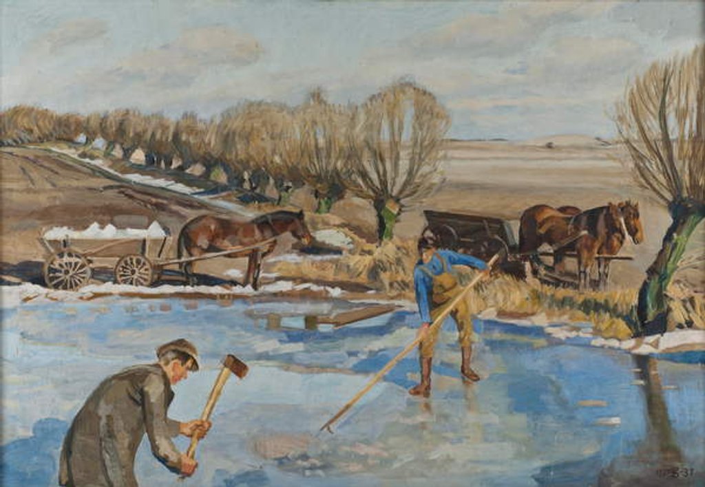 Detail of Farmhands fetching Ice, 1927 by Fritz Syberg