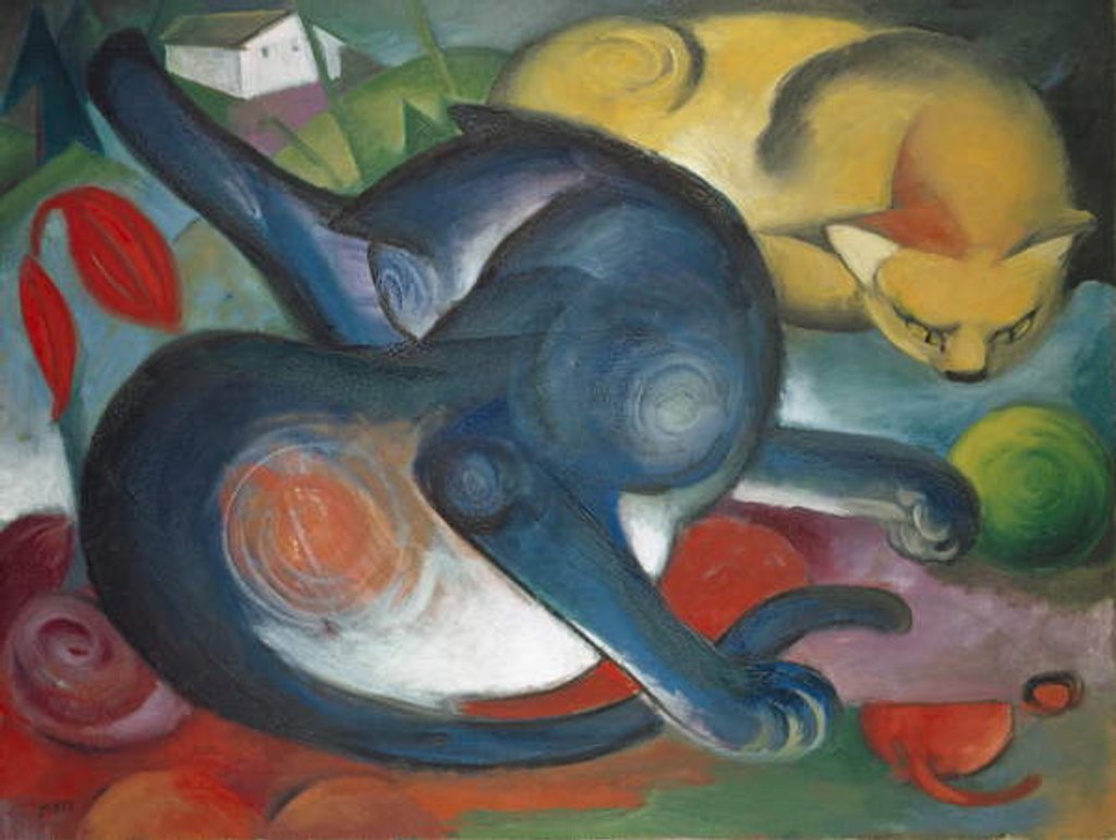 Detail of Two Cats, Blue and Yellow, 1912 by Franz Marc