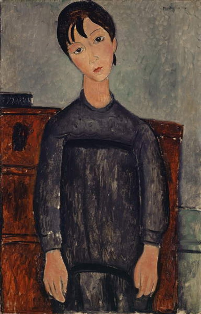 Detail of Girl Standing in a Black Pinafore, 1918 by Amedeo Modigliani