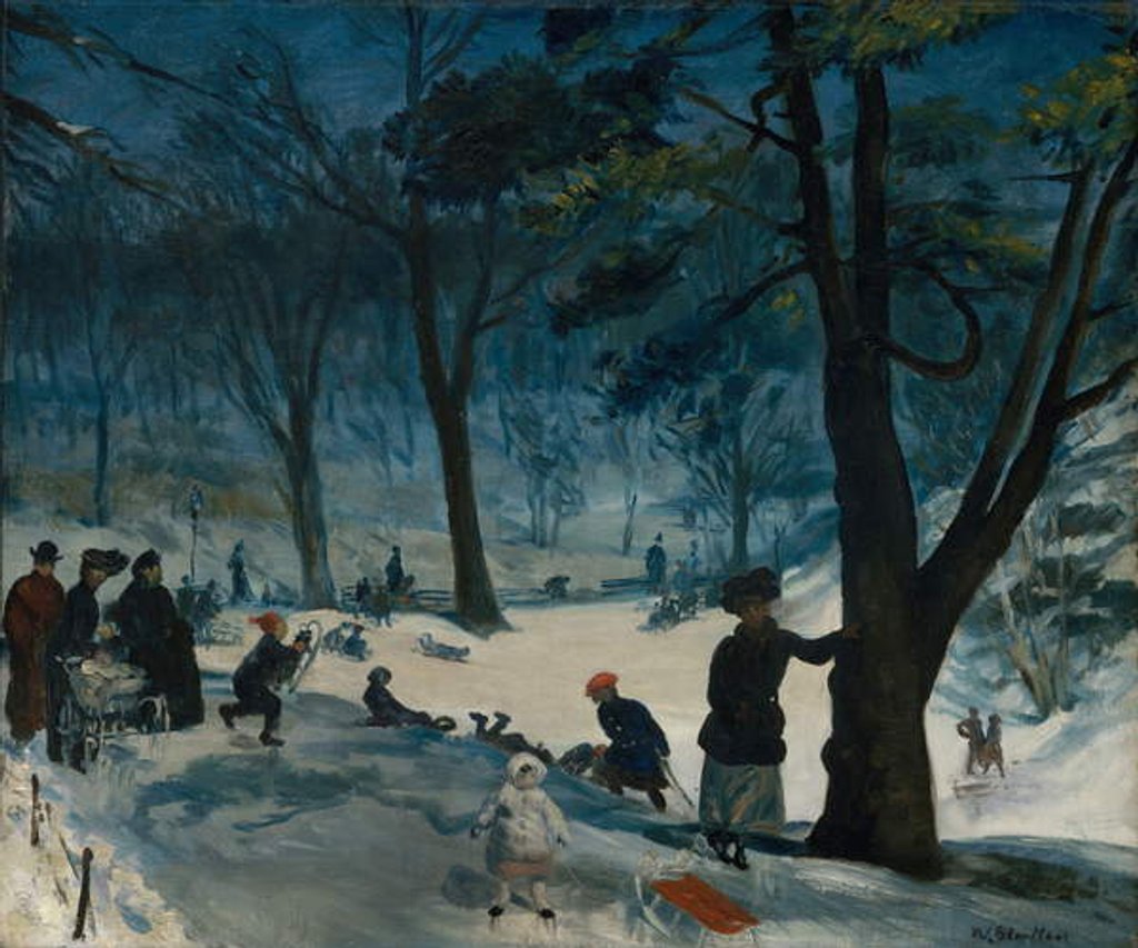 Detail of Central Park, Winter, c.1905 by William James Glackens