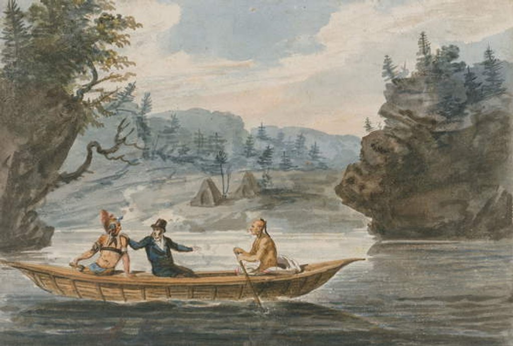 Detail of Two Indians and a White Man in a Canoe, 1811-13 by Pavel Petrovich Svinin