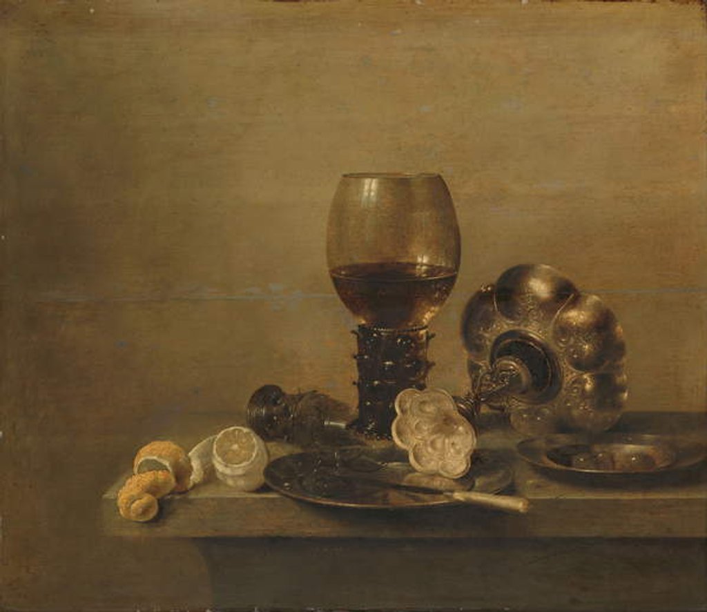 Detail of Still Life with a Broken Glass, 1642 by Willem Claesz. Heda