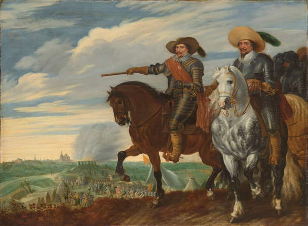 Detail of Frederick Henry and Ernst Casimir of Nassau-Dietz at the Siege of Hertogenbosch, c. 1629-35 by Pauwels I van Hillegaert