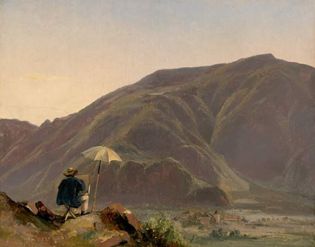Detail of View of Bozen with a Painter, 1837 by Jules Coignet