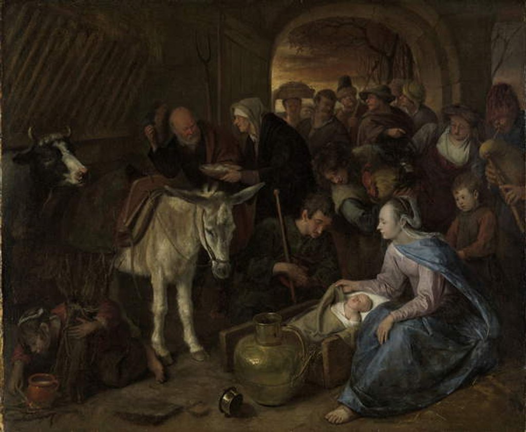 Detail of The adoration of the shepherds, 1660-79 by Jan Havicksz. Steen
