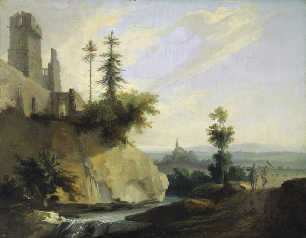 Detail of Landscape Composition with the Ruin of a Castle, c.1774-77 by Caspar Wolf