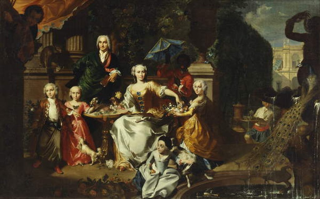Detail of A Family Group on a Terrace in the Grounds of a Villa, possibly George Jackson and his family, 1737 by Carl Marcus Tuscher