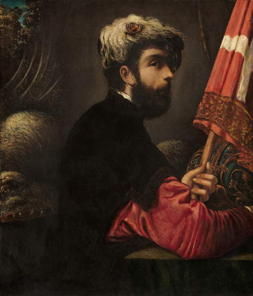 Detail of Portrait of a Man as Saint George, 1540-50 by Jacopo Robusti Tintoretto