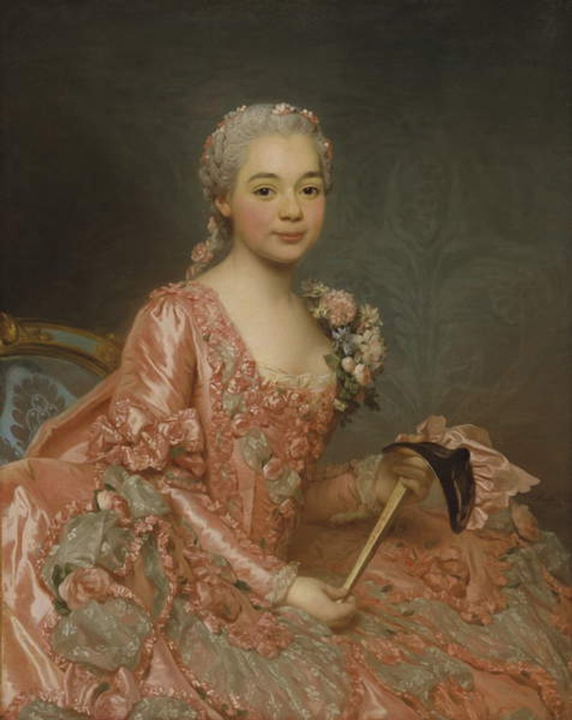 Detail of Baroness de Neubourg-Cromière, 1756 by Alexander Roslin