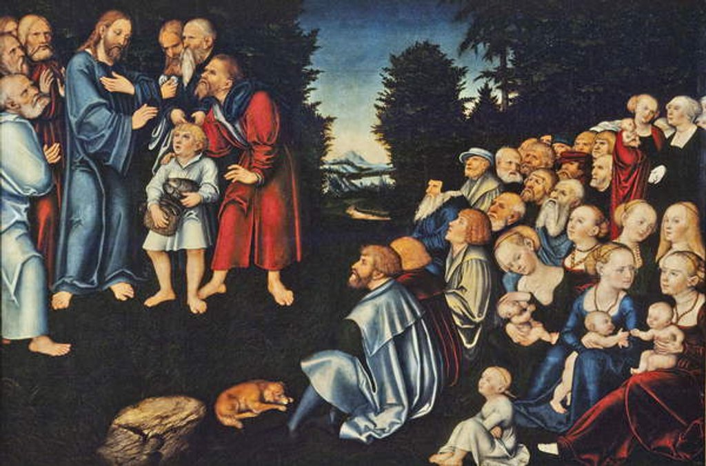 Detail of The miracle of the five loaves and two fish by Lucas the Elder Cranach