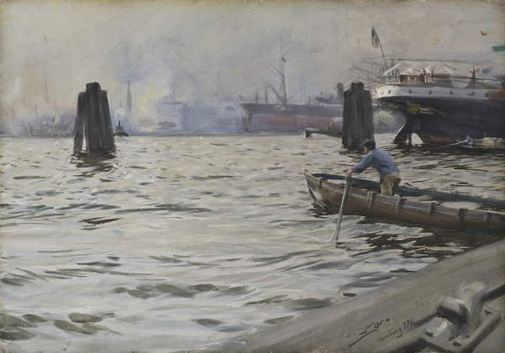 Detail of Port of Hamburg, 1891 by Anders Leonard Zorn