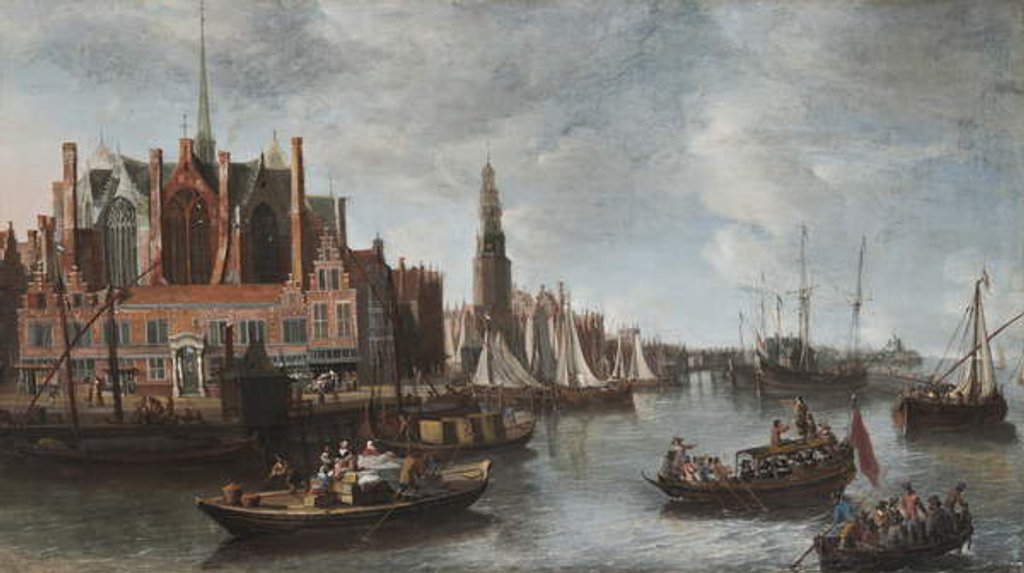 Detail of View of Nieuwe Kerk in Amsterdam by Anthonie Beerstraten