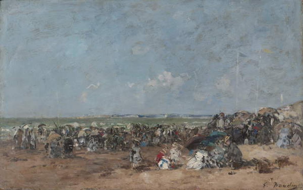 Detail of Beach Scene in Trouville, c.1870-74 by Eugene Louis Boudin