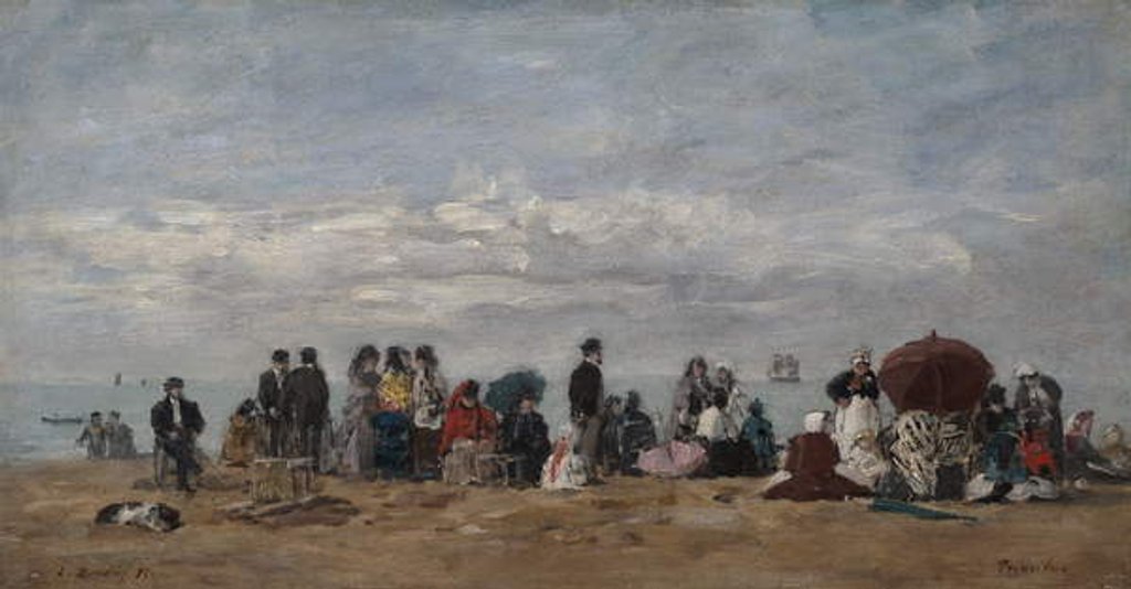Detail of The Beach at Trouville, 1871 by Eugene Louis Boudin