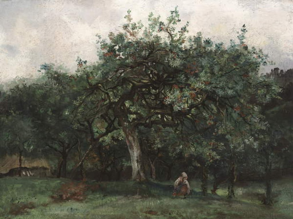 Detail of Landscape with Little Girl by Jean Baptiste-Antoine Guillemet