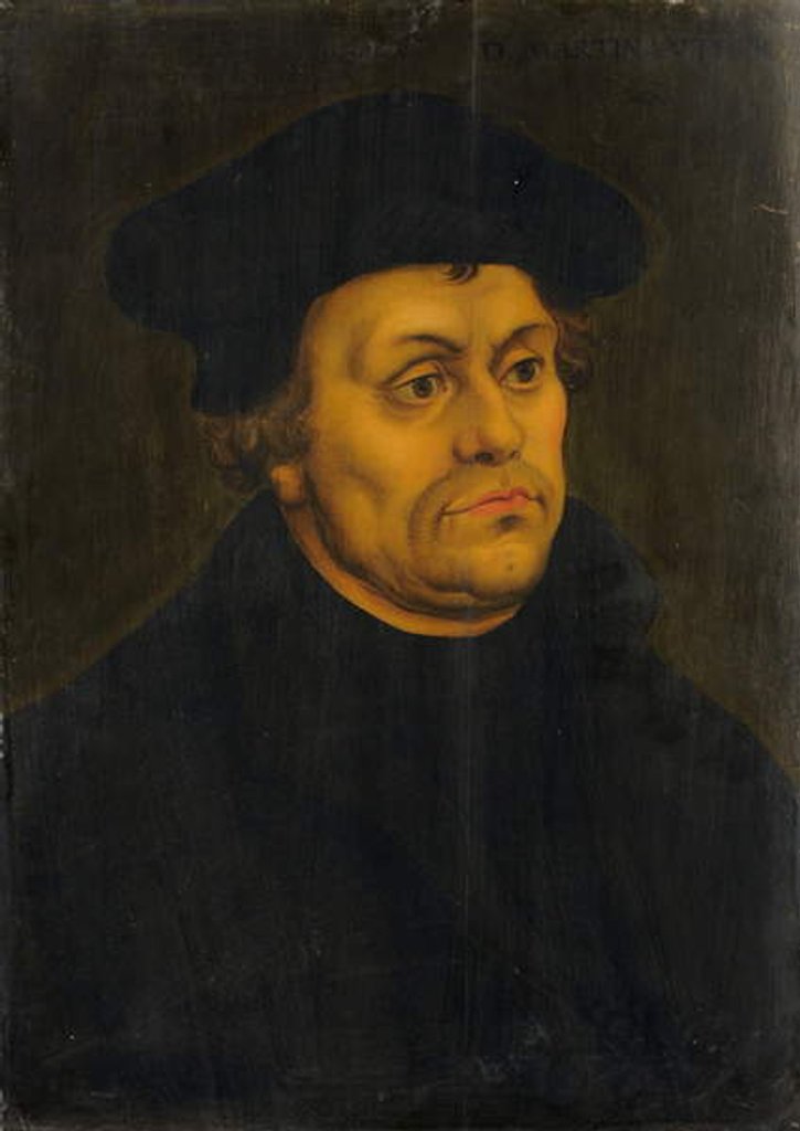 Detail of Portrait of Martin Luther by Lucas the Elder (after) Cranach